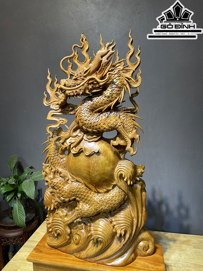 Tượng Rồng ( Nhất Long) Gỗ Ngọc Am Cao 91 Ngang 48 Sâu 18 (cm)