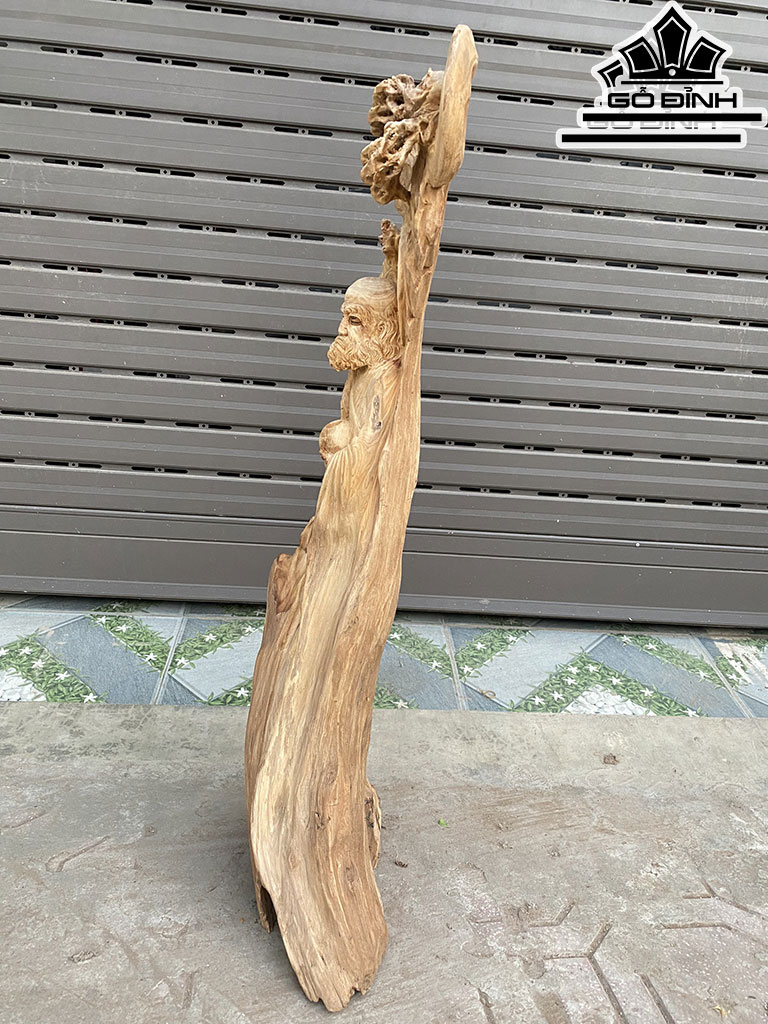 Tượng Đạt Ma Sư Tổ Gỗ Ngọc Am Cao 86 Ngang 26 Sâu 16 (cm)