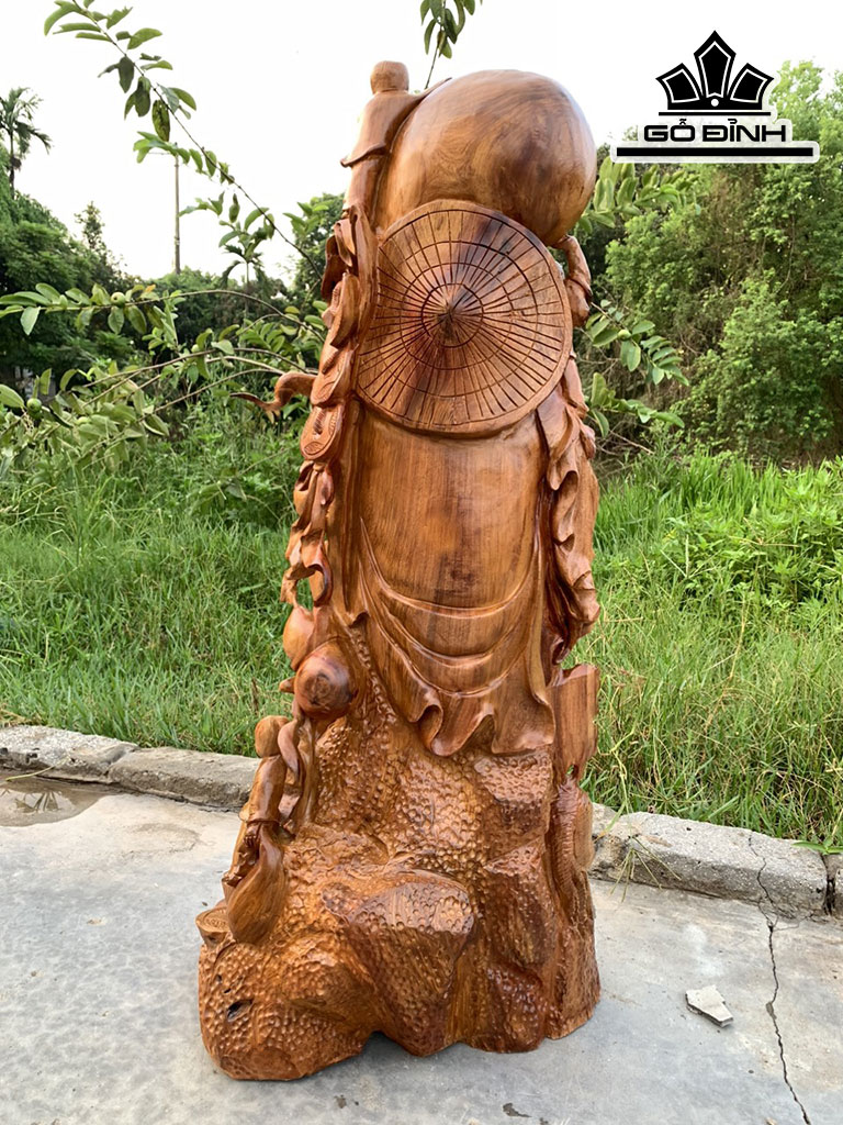 Tượng Phật Di Lặc Gỗ Hương Cao 106 Ngang 50 Sâu 30 (cm)