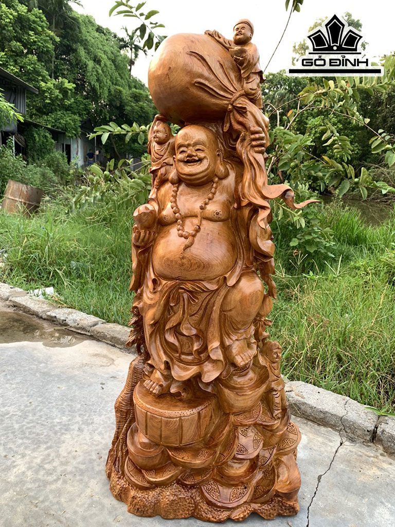Tượng Phật Di Lặc Gỗ Hương Cao 106 Ngang 50 Sâu 30 (cm)