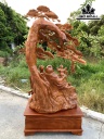 Tượng Phật Di Lặc Tam Phúc Gỗ Hương Cao 109 Ngang 72 Sâu 38 (cm)