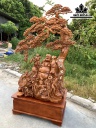 Tượng Phật Di Lặc Tam Phúc Gỗ Hương Cao 109 Ngang 72 Sâu 38 (cm)