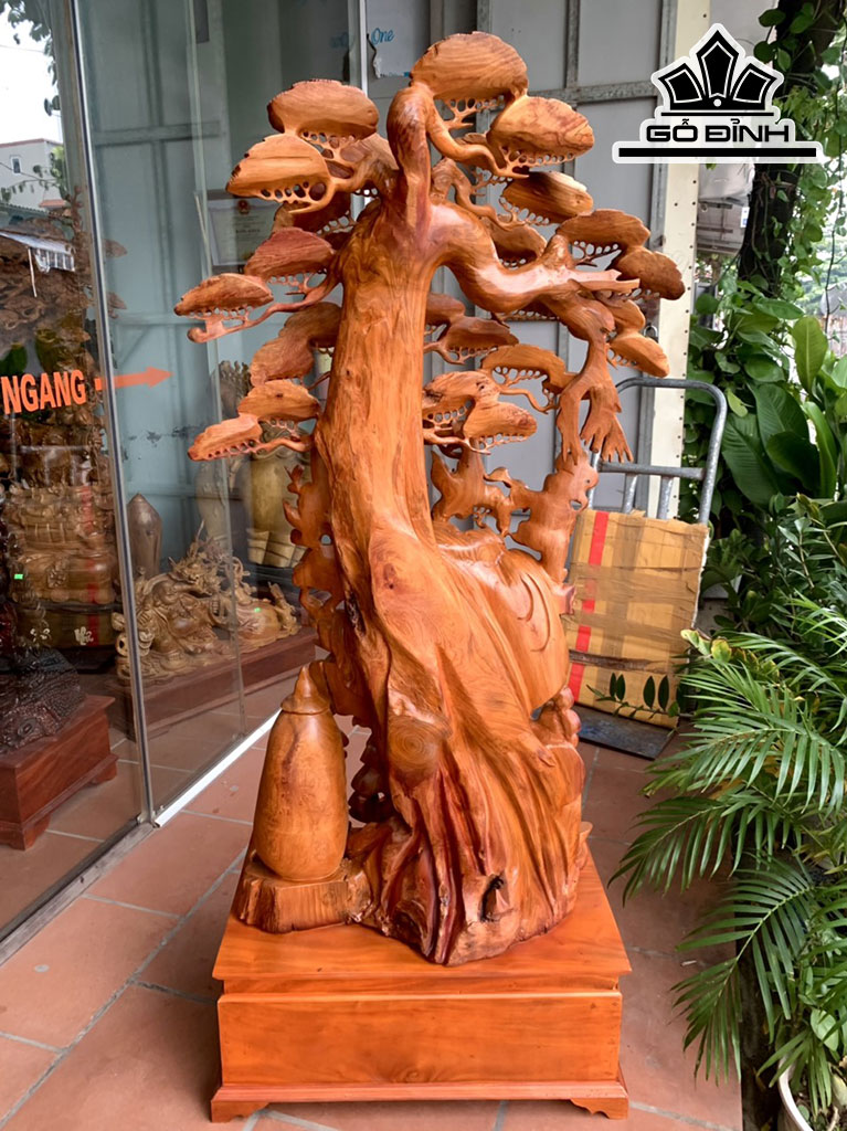 Tượng Phật Di Lặc Tam Phúc Gỗ Hương Cao 139 Ngang 78 Sâu 42 (cm)