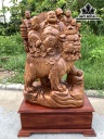 Tượng Phật Di Lặc Tam Phúc Thuần Nghê Gỗ Ngọc Am Cao 77 Ngang 58 Sâu 34 (cm)