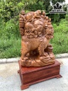 Tượng Phật Di Lặc Tam Phúc Thuần Nghê Gỗ Ngọc Am Cao 77 Ngang 58 Sâu 34 (cm)