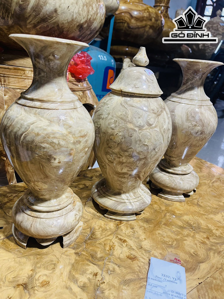 Combo 2 Bình 1 Chum Gỗ Nu Nghiến Cao 31 (cm)