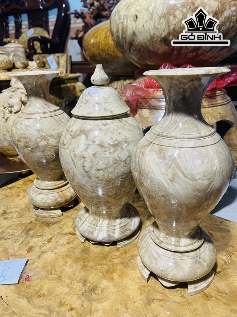 Combo 2 Bình 1 Chum Gỗ Nu Nghiến Cao 31 (cm)