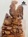 Tượng Gia Đình Gà Gỗ Xá Xị Cao 83 Ngang 55 Sâu 30 (cm)
