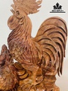 Tượng Gia Đình Gà Gỗ Xá Xị Cao 83 Ngang 55 Sâu 30 (cm)