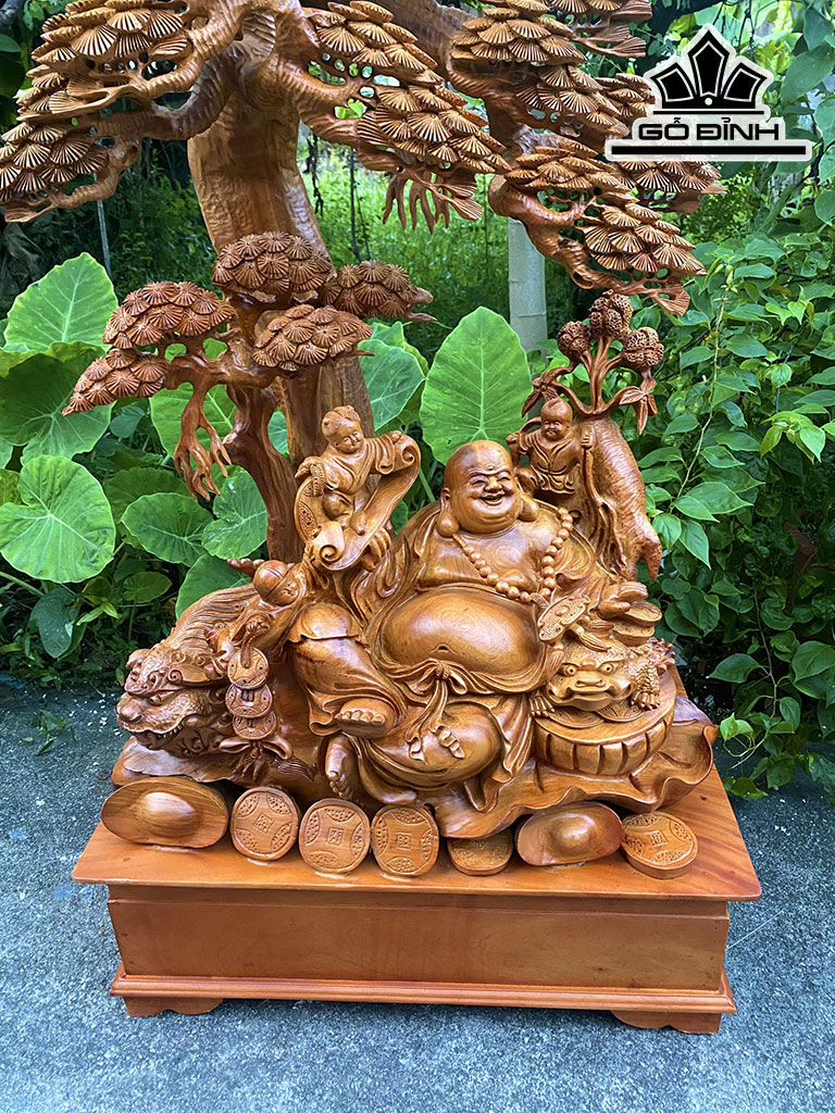 Tượng Phật Di Lặc Gỗ Hương Cao 112 Ngang 72 Sâu 43 (cm)