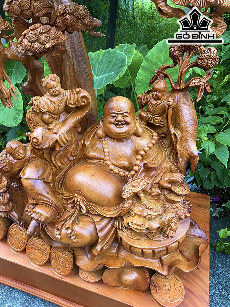 Tượng Phật Di Lặc Gỗ Hương Cao 112 Ngang 72 Sâu 43 (cm)