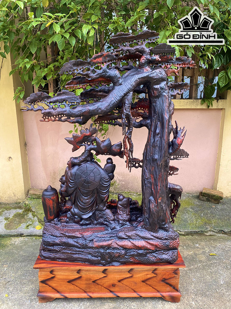 Tượng Phật Di Lặc Ngũ Phúc Gỗ Trắc Cao 123 Ngang 84 Sâu 40 (cm)