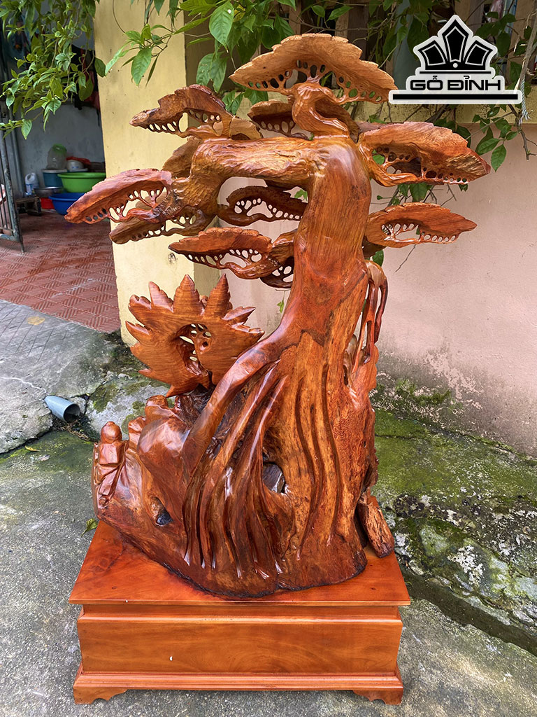 Tượng Phật Di Lặc Tam Phúc Gỗ Hương Cao 88 Ngang 59 Sâu 26 (cm)
