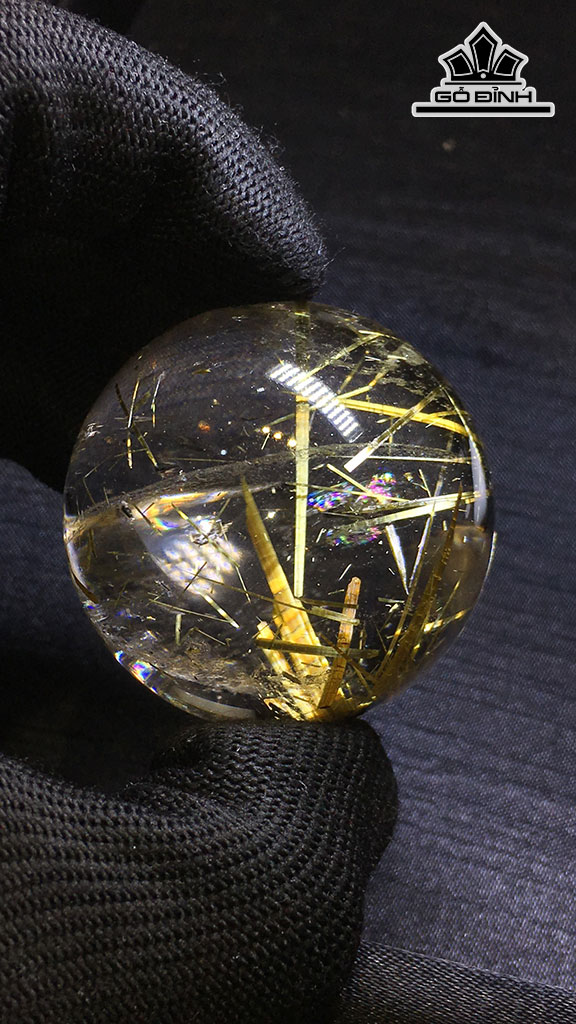 Bi Cầu Đá Thạch Anh Tóc Vàng Đường Kính Hạt 42,7 (mm) 107,7gr