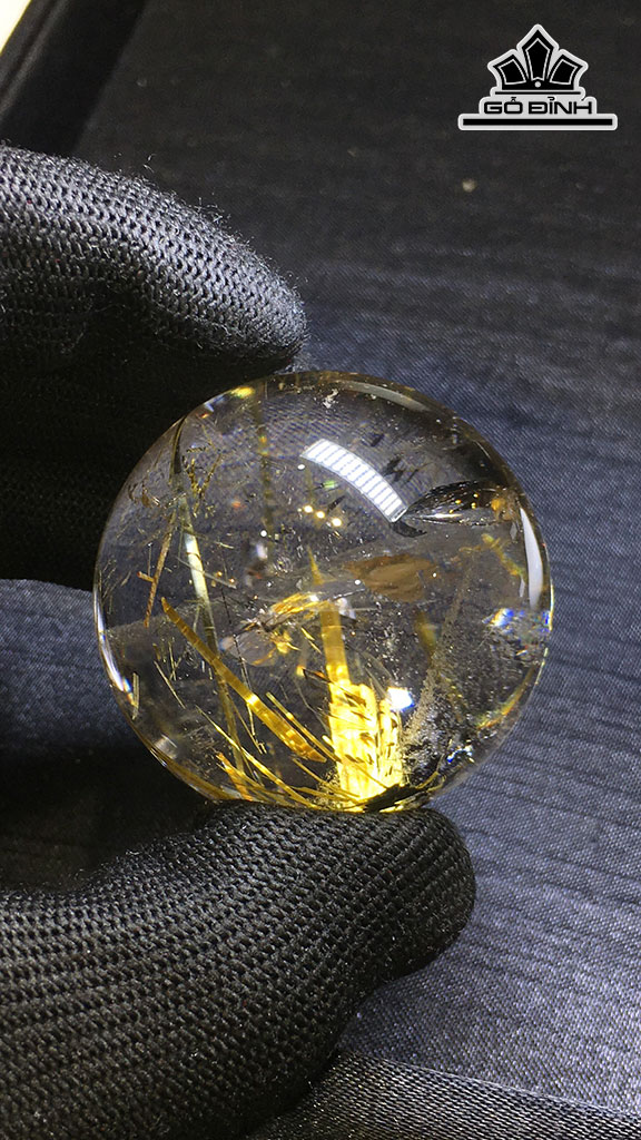 Bi Cầu Đá Thạch Anh Tóc Vàng Đường Kính Hạt 42,7 (mm) 107,7gr