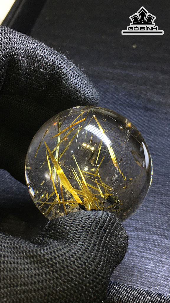 Bi Cầu Đá Thạch Anh Tóc Vàng Đường Kính Hạt 42,7 (mm) 107,7gr