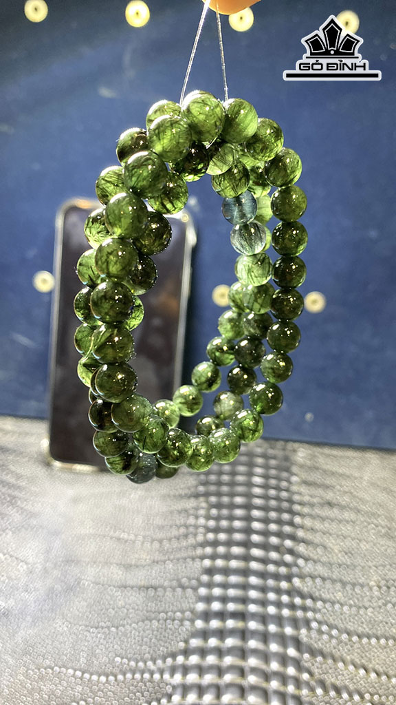Chuỗi Đá Thạch Anh Tóc Xanh Đường Kính Hạt 7,7 (mm) 44gr