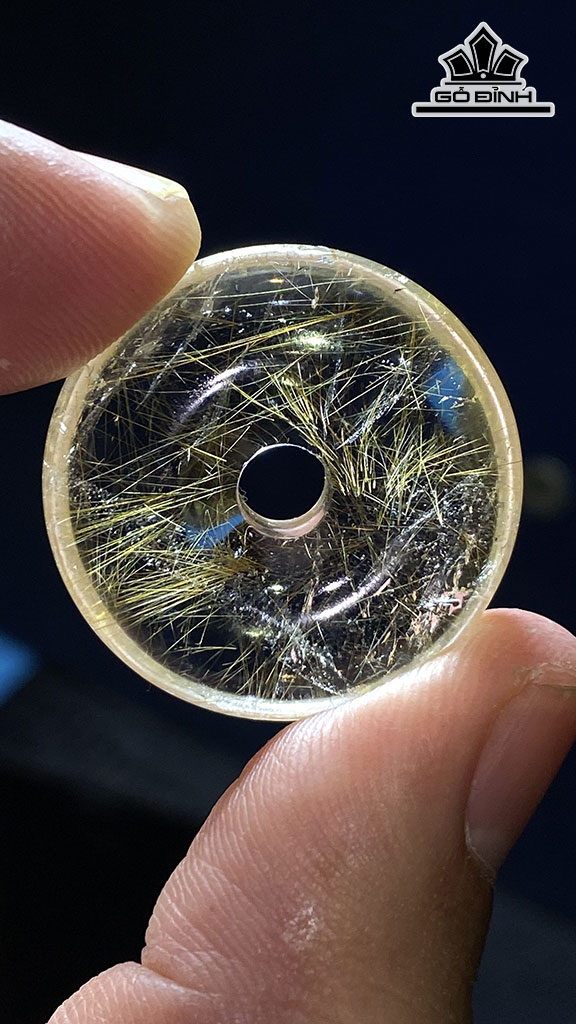 Tác Phẩm Đồng Điếu Đá Thạch Anh Tóc Vàng Cao 27 Ngang 7,9 (mm) 8,9gr