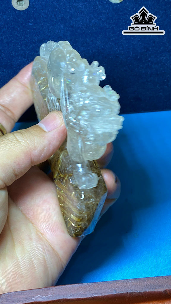 Tác Phẩm Tỳ Hưu Đá Thạch Anh Tóc Vàng Cao 98 Ngang 76,9 Sâu 15,5 (mm) 160gr