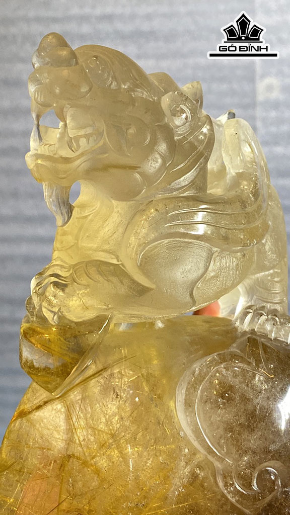 Tác Phẩm Tỳ Hưu Đá Thạch Anh Tóc Vàng Cao 168 Ngang 88,8 Sâu 52,8 (mm) 771gr