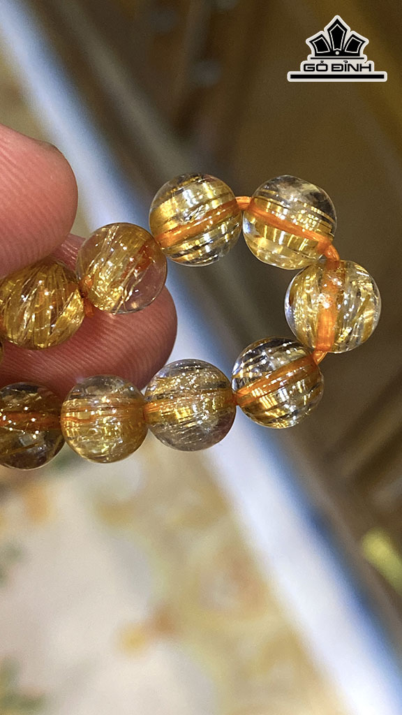 Vòng Tay Đá Thạch Anh Tóc Vàng Đường Kính Hạt 7,5 (mm) 15gr