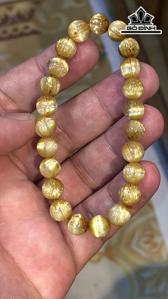 Vòng Tay Đá Thạch Anh Tóc Vàng Đường Kính Hạt 8 (mm) 18gr