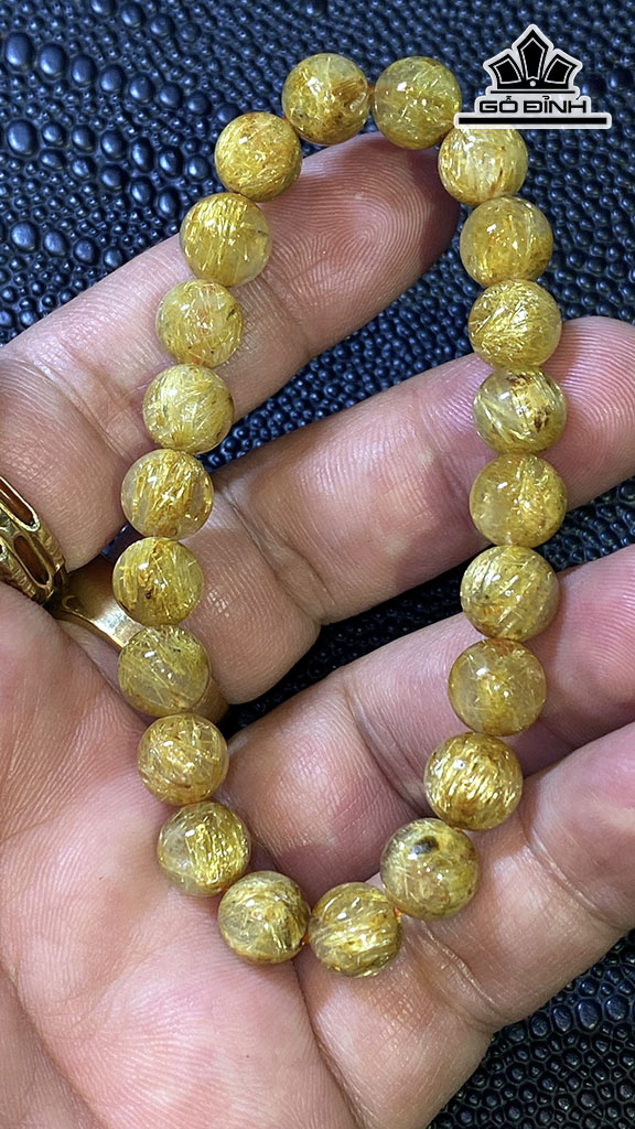 Vòng Tay Đá Thạch Anh Tóc Vàng Đường Kính Hạt 8,8 (mm) 20,6gr