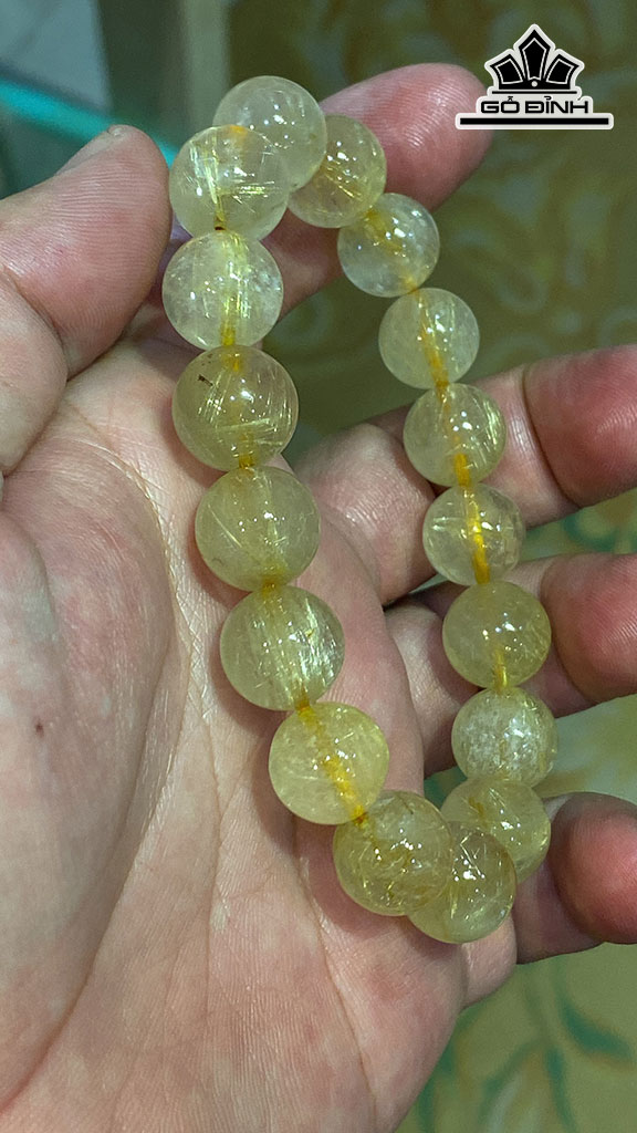Vòng Tay Đá Thạch Anh Tóc Vàng Đường Kính Hạt 12,6 (mm) 46gr