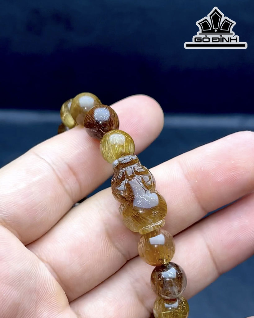 Vòng Tay Đá Thạch Anh Tóc Đỏ Đường Kính Hạt 10 (mm) 32,5gr