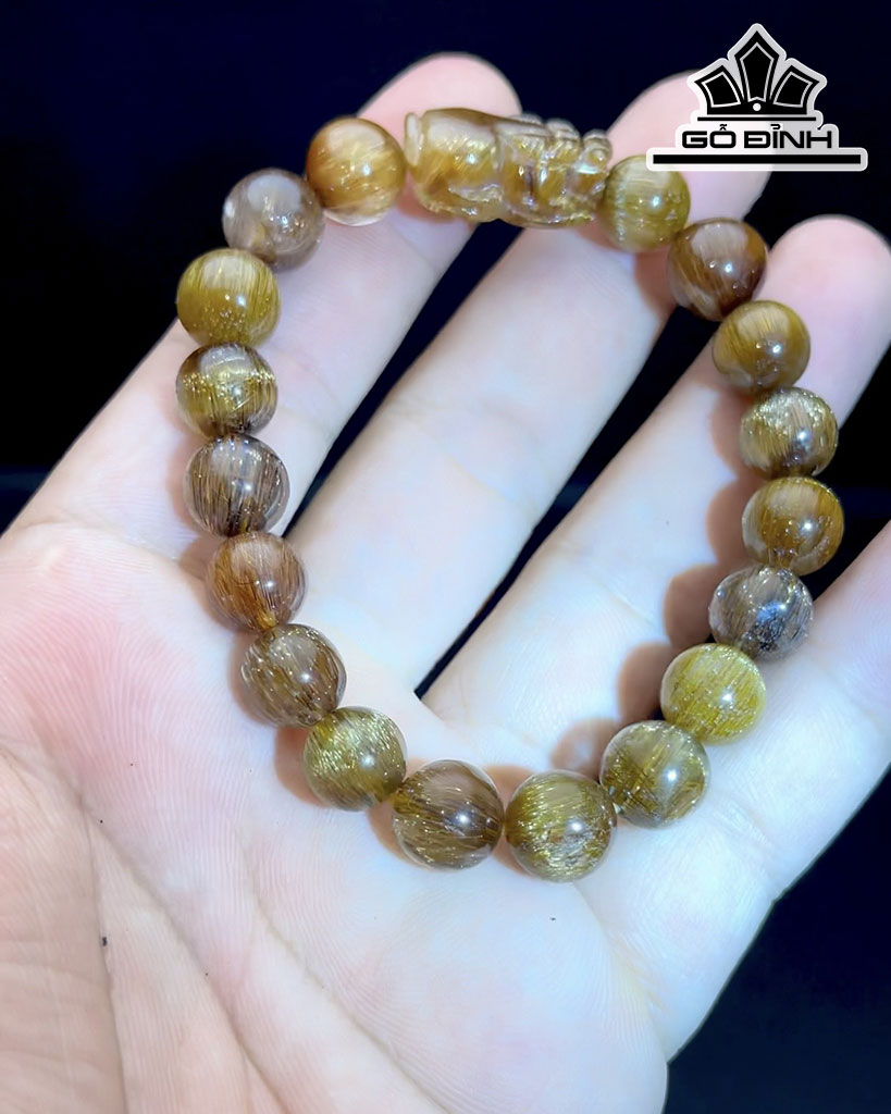 Vòng Tay Đá Thạch Anh Tóc Đỏ Đường Kính Hạt 10 (mm) 32,5gr