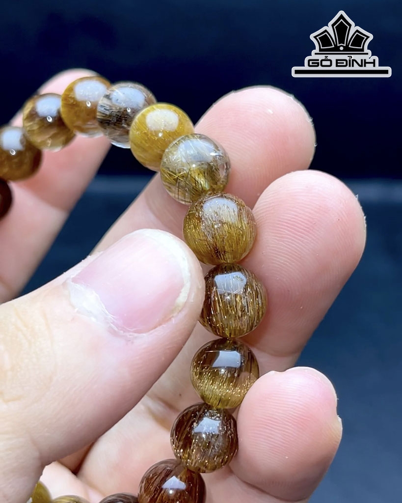 Vòng Tay Đá Thạch Anh Tóc Đỏ Đường Kính Hạt 10 (mm) 32,5gr