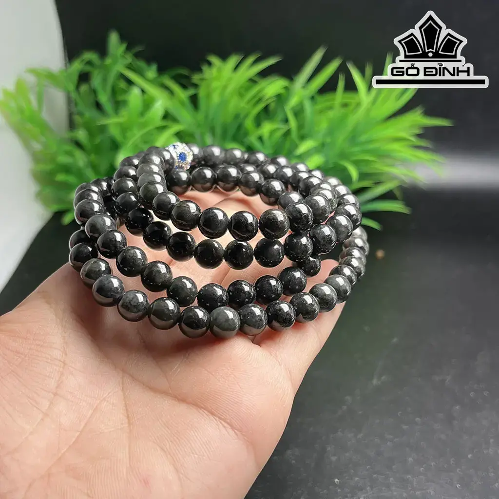 Chuỗi Đá Thạch Anh Tóc Đen Đường Kính Hạt 7 (mm)