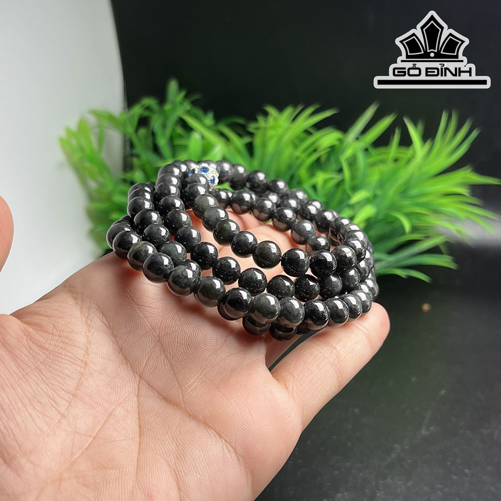 Chuỗi Đá Thạch Anh Tóc Đen Đường Kính Hạt 7 (mm)