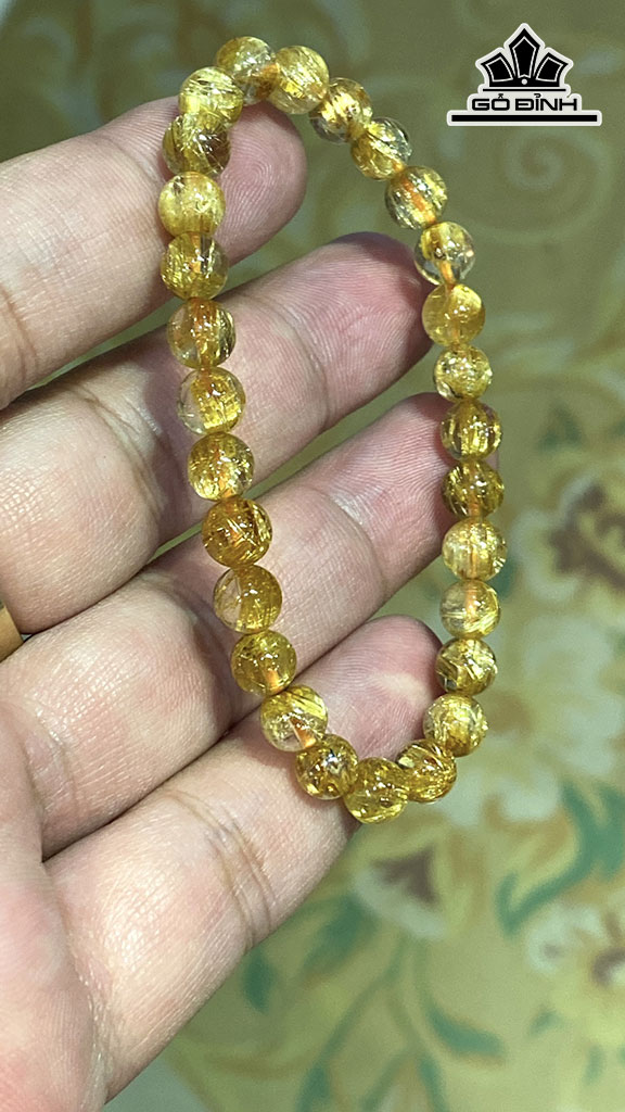 Vòng Tay Đá Thạch Anh Tóc Vàng Đường Kính Hạt 6,3 (mm) 10gr