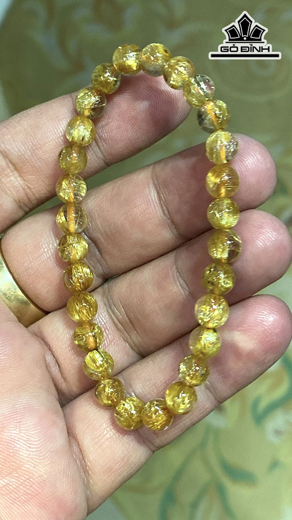 Vòng Tay Đá Thạch Anh Tóc Vàng Đường Kính Hạt 6,3 (mm) 10gr