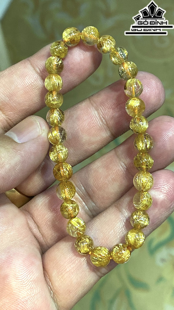 Vòng Tay Đá Thạch Anh Tóc Vàng Đường Kính Hạt 6,3 (mm) 10gr