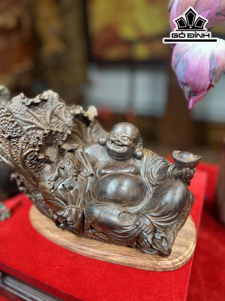 Tượng Phật Di Lặc Gỗ Trắc Cao 18 Ngang 28 Sâu 16 (cm)