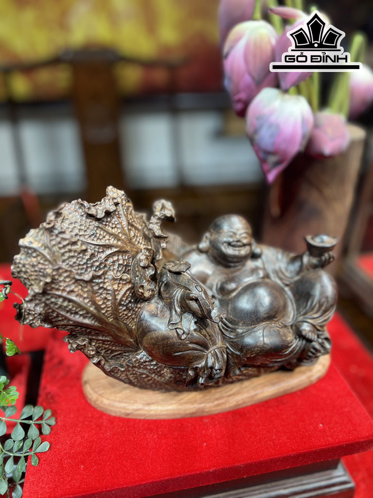 Tượng Phật Di Lặc Gỗ Trắc Cao 18 Ngang 28 Sâu 16 (cm)