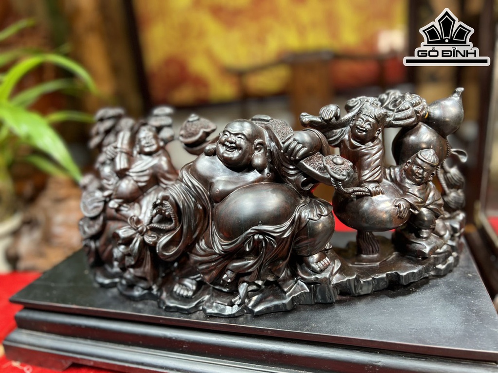Tượng Phật Di Lặc Gỗ Trắc Ngang 48 Cao 28 Sâu 18 (cm)