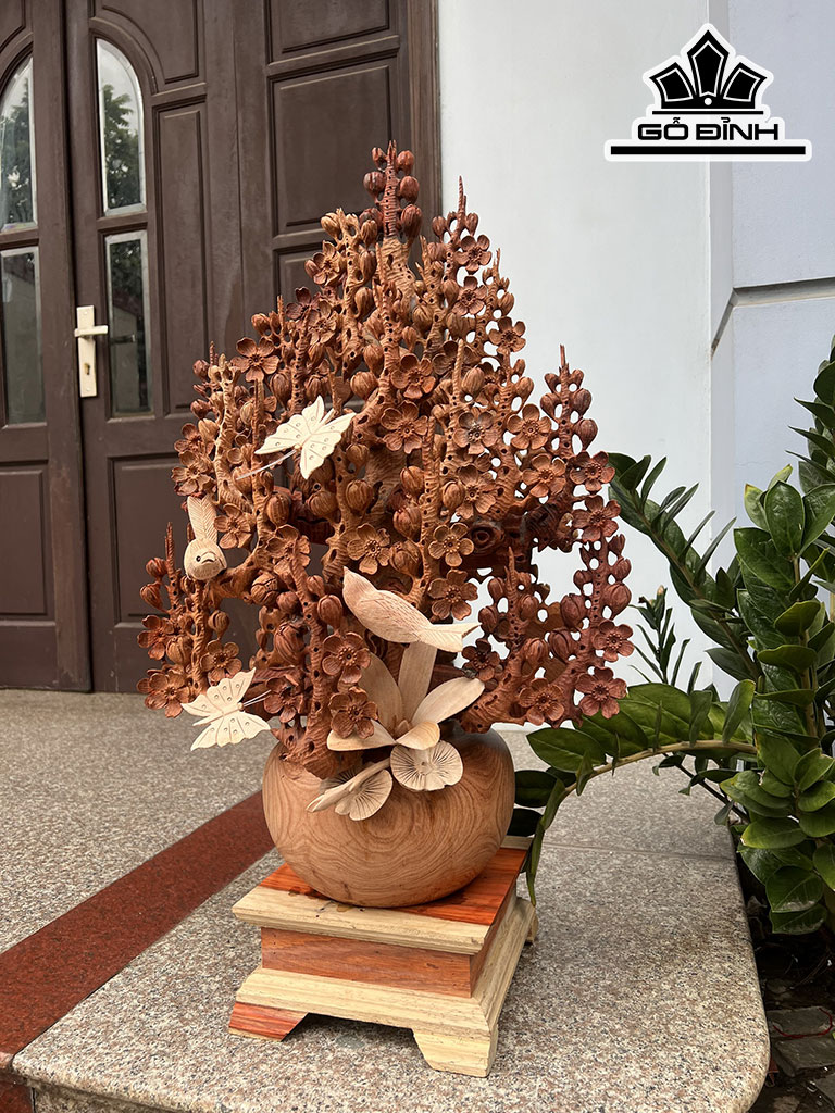 Bình Hoa Mai Lan Gỗ Hương Cao 83 Ngang 50 Sâu 32 (cm)