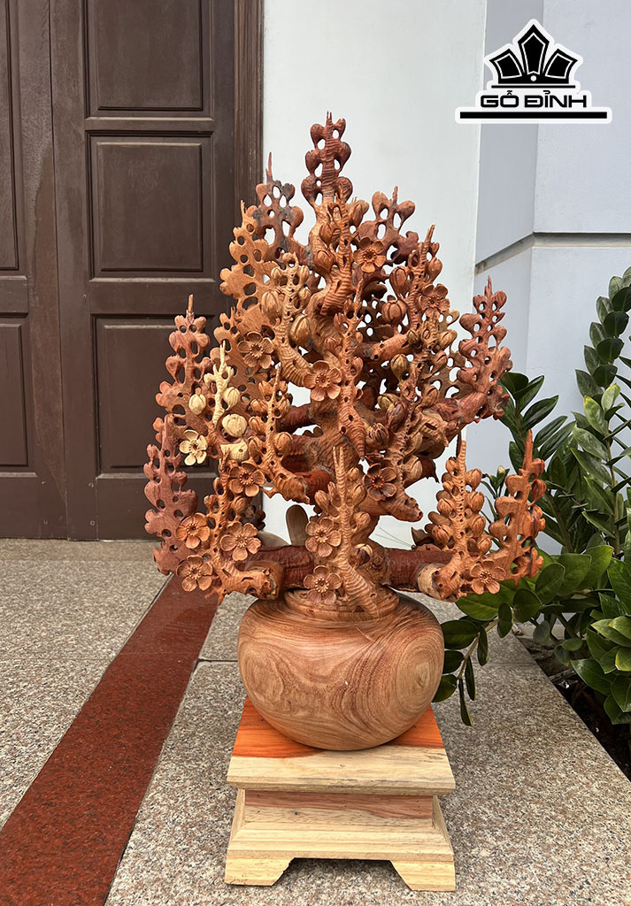 Bình Hoa Mai Lan Gỗ Hương Cao 83 Ngang 50 Sâu 32 (cm)