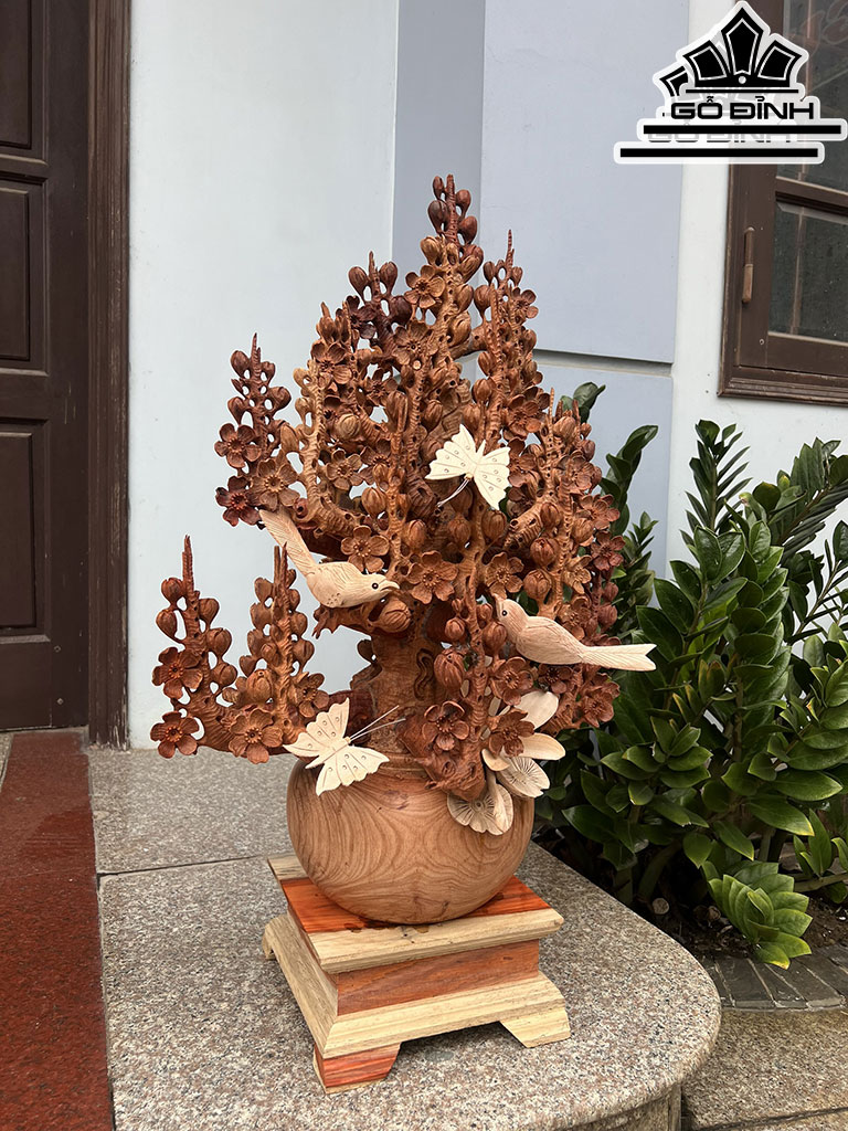 Bình Hoa Mai Lan Gỗ Hương Cao 83 Ngang 50 Sâu 32 (cm)