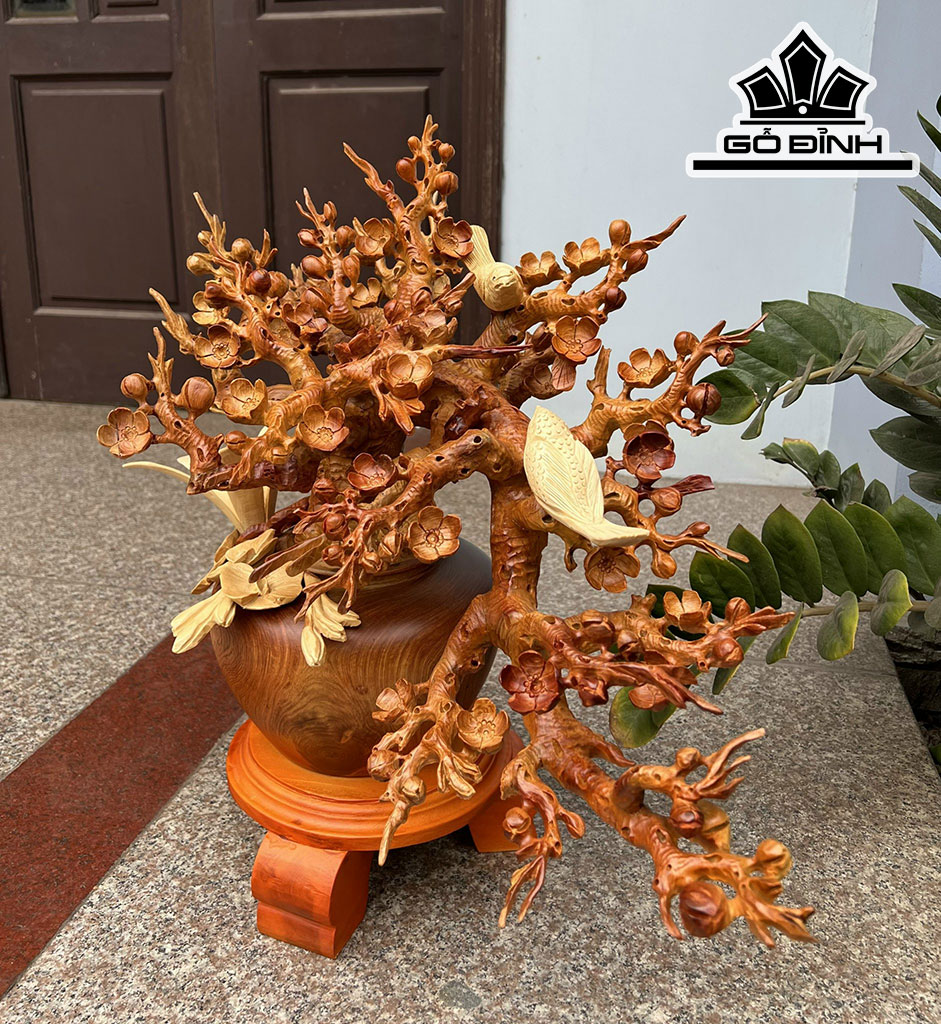 Bình Mai Phú Quý Gỗ Hương Cao 55 Ngang 55 Sâu 35 (cm)