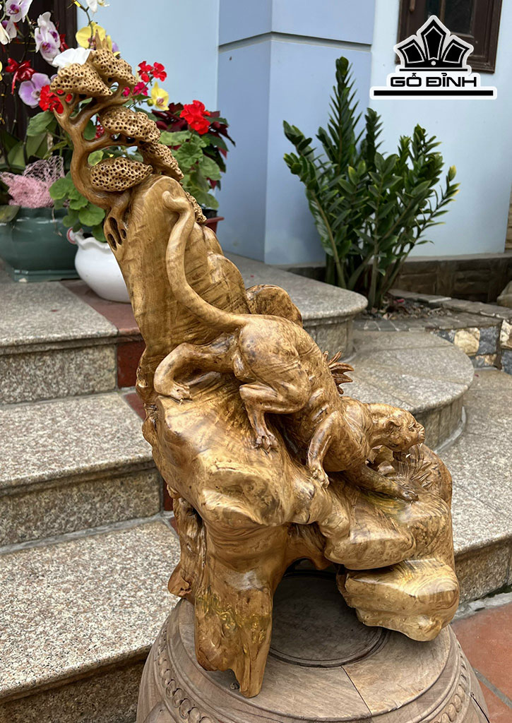 Tượng Báo Săn Mồi Gỗ Nu Kháo Cao 57 Ngang 42 Sâu 22 (cm)