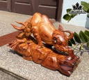 Tượng Bò Tót Gỗ Cẩm Ngang 43 Cao 27 Sâu 17 (cm)