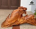 Tượng Cá Chép Hóa Rồng Gỗ Hương Ngang 95 Cao 43 Sâu 20 (cm)