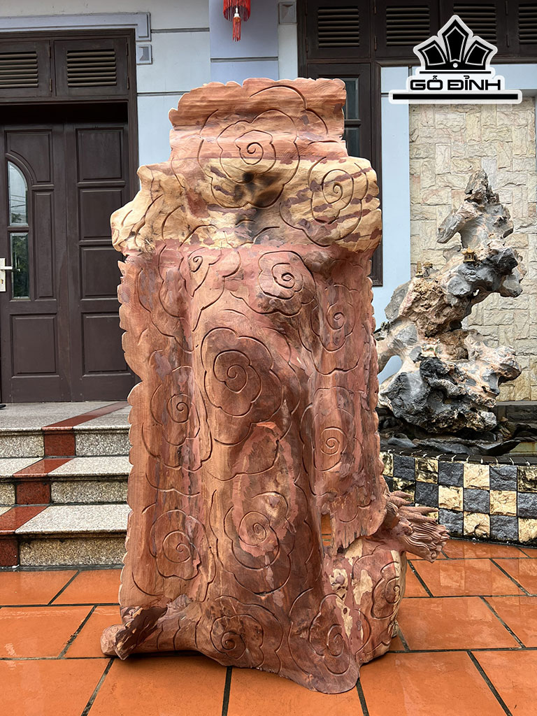 Tượng Di Lặc Tứ Linh Gỗ Hương Cao 145 Ngang 90 Sâu 43 (cm)