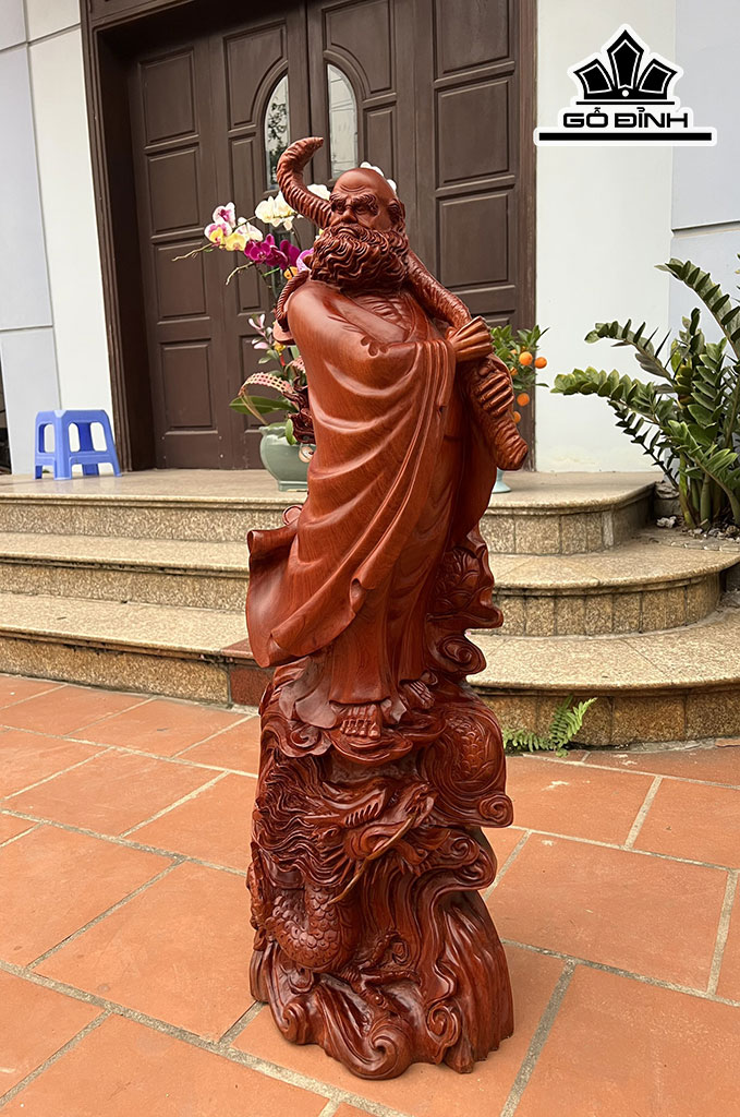 Tượng Đạt Ma Sư Tổ Gỗ Hương Cao 100 Ngang 32 Sâu 25 (cm)