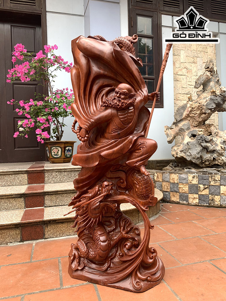 Tượng Đạt Ma Sư Tổ Gỗ Hương Cao 121 Ngang 47 Sâu 22 (cm)