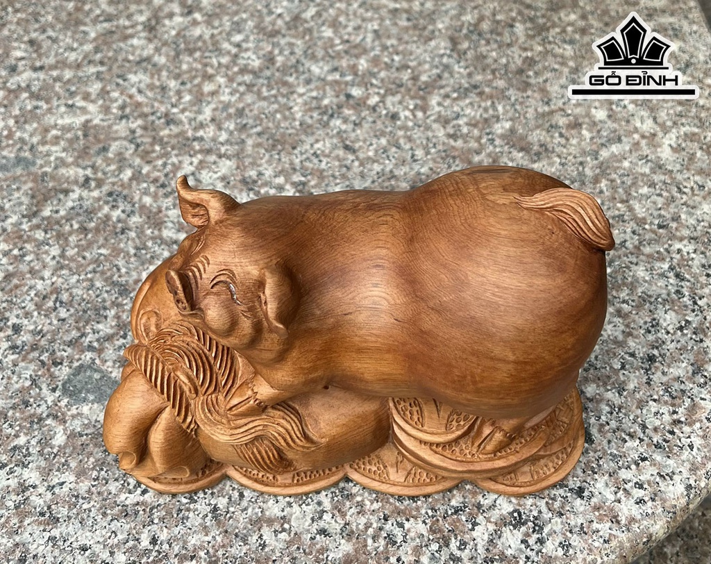 Tượng Heo Gỗ Ngọc Am Ngang 20 Cao 14 Sâu 10 (cm)